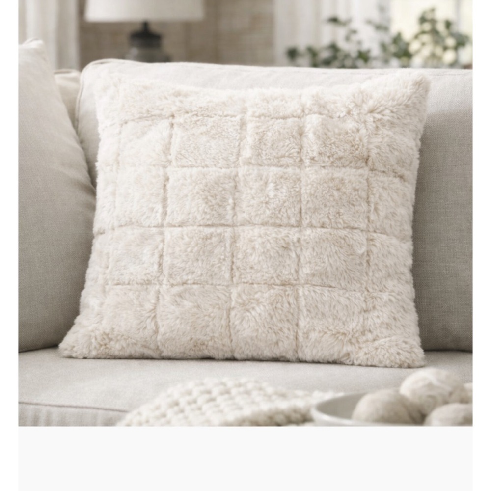 Pottery Barn Fluffy Fur Pillow Sham Ivory Euro Cozy